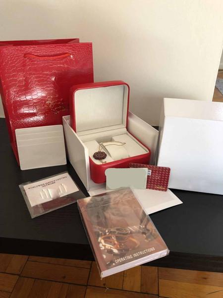 Luxury New Square Red For Box Watch Booklet Card Tags And Papers In English Watches Box Original Inner Outer Men Wristwatch Box