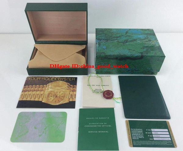 Top High Quality Watch Green Original Box Card Wood Boxes For Perpetual 116900 126710 126600 126719BLRO Watches Wristwatches