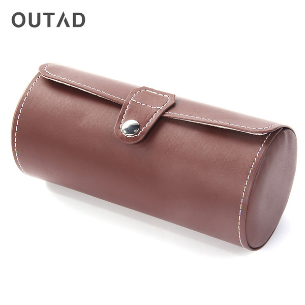 OUTAD Cylinder Shape 3 Grids PU Leather Watches Display Case Boxes Storage Box Luxe Horloge Case Jewelry Organizer Dozen