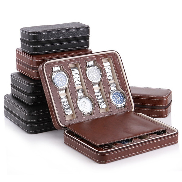 Luxury 2-8 Grids Leather Watch Box Portable travelling Watch bag Storage Watches Display Box Case Jewelry Collector Case