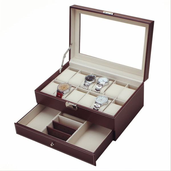 2017 Original Multifunctional Drawer-style PU Watch Box Collection Jewelry Display Collection Storage Case Watches Boxes Holder