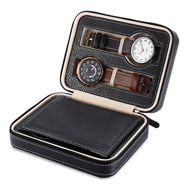 Hot Sale 4 Grids PU Leather Watch Box Jewelry Storage Case Watch Display Box caja reloj Container Jewelry Organizer