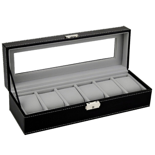 6/10/12 Grids PU Leather Watch Box Rings Storage Case Organizer Jewelry Display Watch Casket for Dropshipping Saat Kutusu