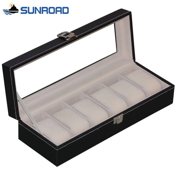 2017 Watch Jewelry Box 6 Grids Leather Watch Box Jewelry Dispay Watches Case Storage Organized cajas para relojes