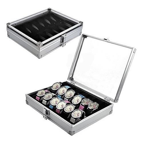 Wholesale-2016 Useful 6/12 Grid Slots Jewelry Watches Aluminium Alloy Display Storage Box Case