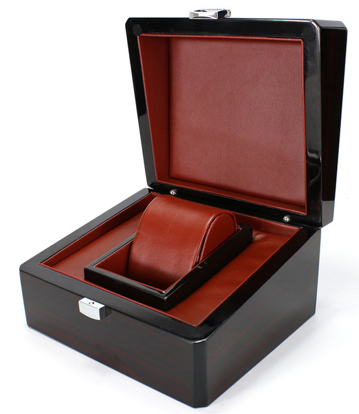 Luxury Brand Wood Box for Watch certificate Top Gift Jewelry Bracelet Bangle Boxes Display Black Spray paint Storage Case Pillow