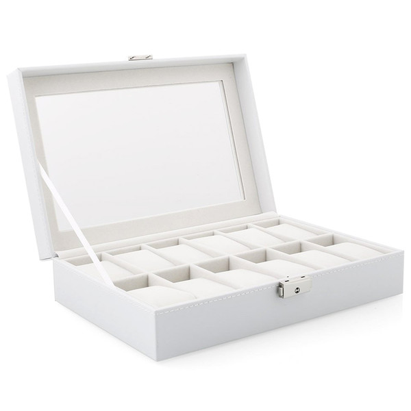 Watch Display Storage Box Case (White, 12 Grids)