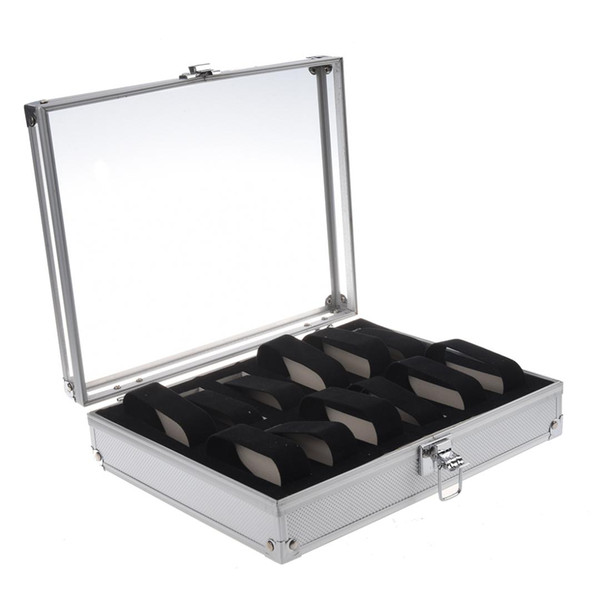 Aluminum 12 Wristwatch Watch Showcase Display Storage Case Box