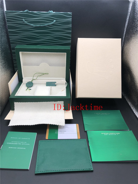 Luxury Green Watch Box Gift Case For Rolex Watches Booklet Card Tags And Papers In English Swiss Top Brand Watches Boxes