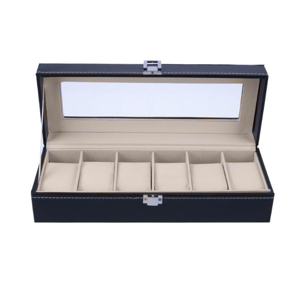 6 Slots Wrist Watch Case Box Jewelry Storage Box with Cover Case Jewelry Showcase Watches Display Holder Organizer