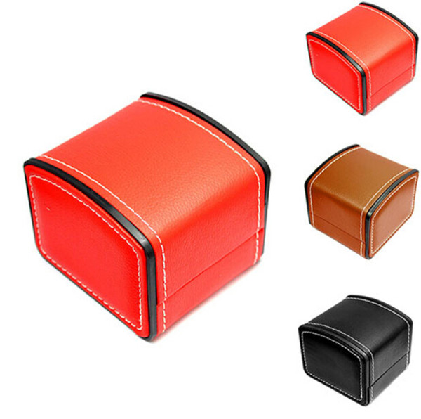 Fashion Watch Box Faux Leather Square fashion Jewelry Watch Case Display Gift Box with Pillow Cushion