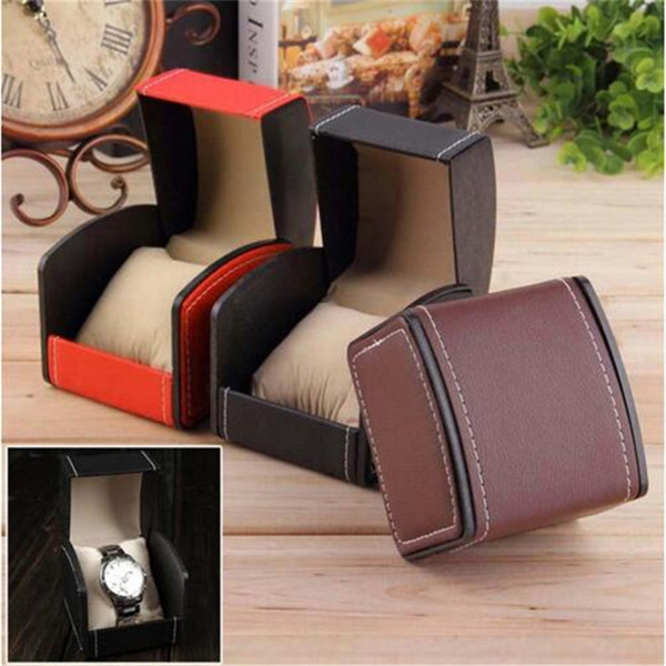 Luxury Watch Box Durable PU Leather Watch Boxes Bracelet Bangle Jewelry Wrist Watch Display Case With Pillow