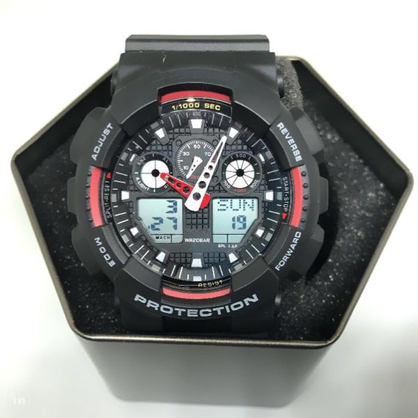 Free shipping top quality New Ga100 men's sports watches, men watch LED chronograph all pointers work 3ATM water resistant