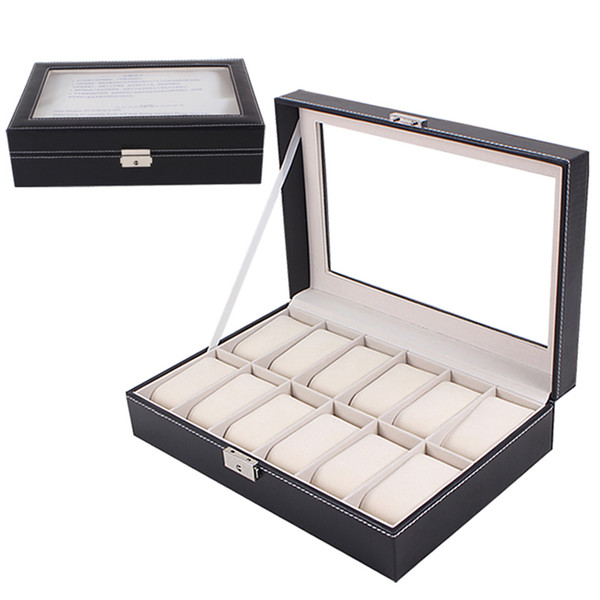 12 Grids Watch Display Box Transparent Skylight Watch Storage Box With Lock Relogio Case Box HZ25-3