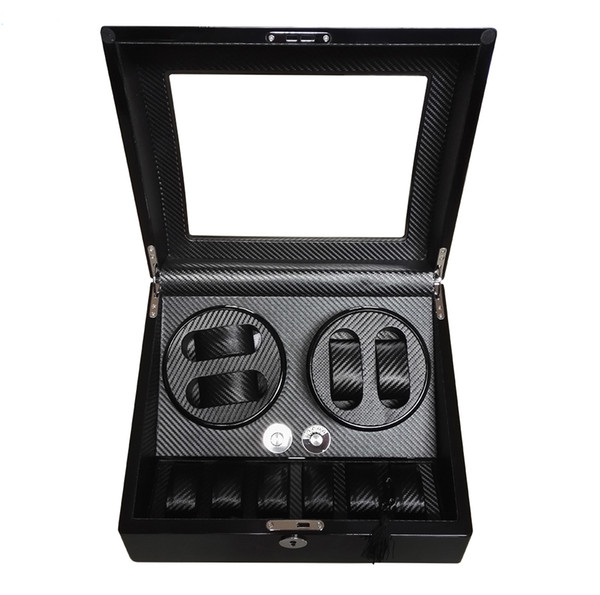 Global Fit Luxury for Swiss Brand Watch Storage&Display Watch Winder Box Black Glossy Wooden Case Rotator 4+6 Mechanical Watches Movement