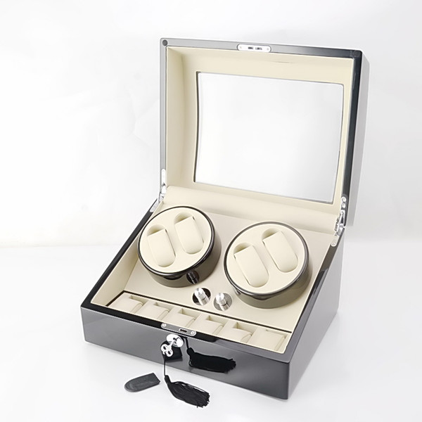 Wholesale 1 PCS Wooden Luxury Piano Paint Auto Watch Winder 4 Watches & Storage 6 Watch Box Support the battery power NO.1