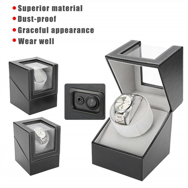 Automatic Rotating Watch Display Box, Whisper-Quiet Electric Motor Single PU Watch Winder Holder, Classic Watch Winder Table Storage Case