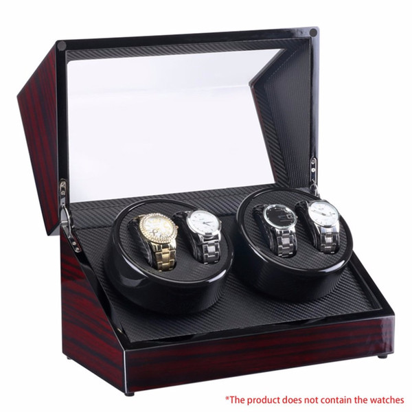 New Watch Winders 4 Slots Lacquer Wood Rotate Electric Watch Box Silent Motor Display Clock Luxury US Plug Case