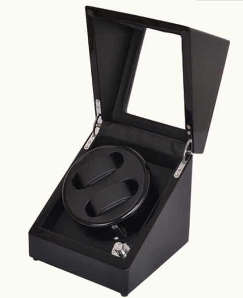 Wholesale-Leather Automatic Rotation 2 Watch Winder Storage Case Display Box Black