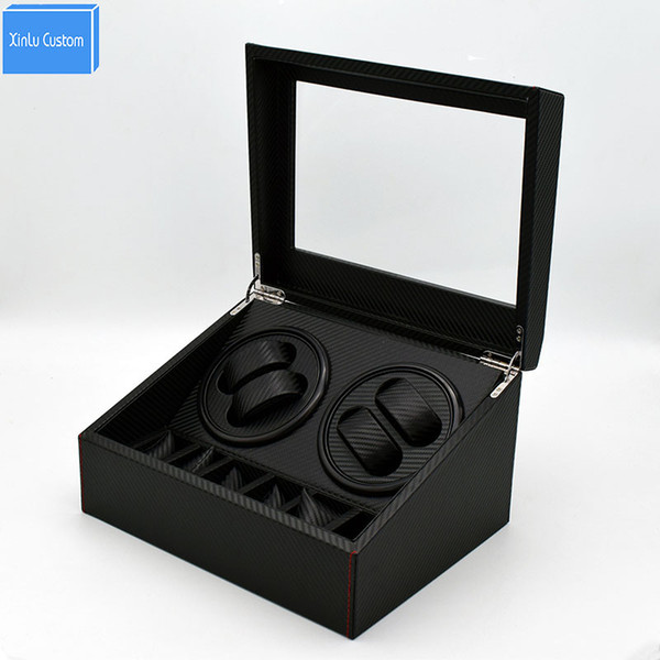 4+6 Automatic Rotation Leather Watch Winder Storage Display Case Box Black, Japan Mabuchi Motor Watch Display Box Xinlu Custom