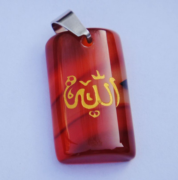 Agate pendant necklace square columns Arabic Muslim agate pendant necklace jewelry to send collar Islam