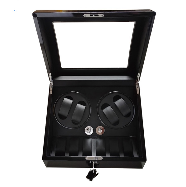 Watch winder,2018 gift swiss brand watch accessories box black woodes case for 4 rotator watches 6 storage movement ratator boxes winders