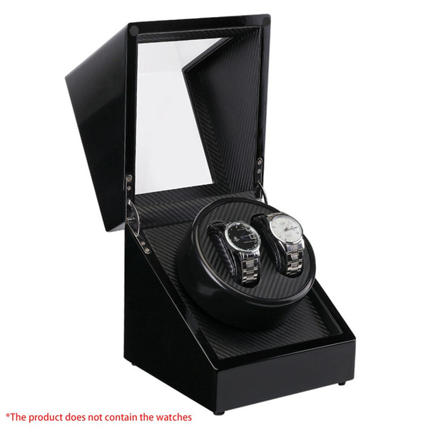 Double Box Watch Winders Wooden Lacquer Piano Glossy Black Carbon Fiber Quiet Motor Storage Display Watches Box US Plug HOT SALE