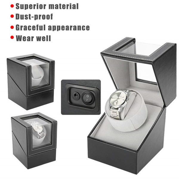 Luxury Faux Leather Motor Shaker Watch Winder Holder Display Automatic Mechanical Watch Winding Jewelry Watch Display Case 0383