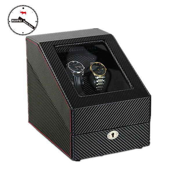 2017 Latest Wood Watch Winder Black Carbon Fibre Ultra Quite Motor 5 Modes Automatic Watch Winder