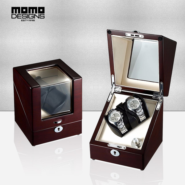 2 slots automatic watch winder Single rotor luxury wooden box with LED light motor watch machine