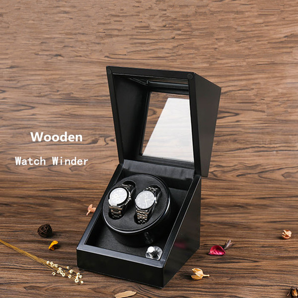 2 Slots Black Automantic Watch Winder New Watch Storage Winders Wood Mens Mechanical Gift Case Watch Shaker W091