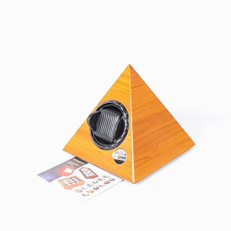 Wholesale Fashion High Quality Wooden EU/UK/US Plugs Single Watch Winder Box Pyramid Single Automatic Single Watch Winders