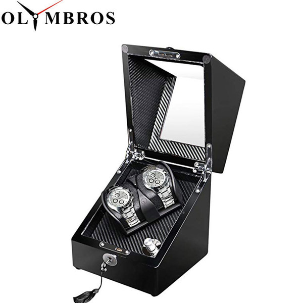 Automatic Mechanical Double Watch Winder,Super Quiet Watch Box High Class Motor Shaker Holder LED Light Display