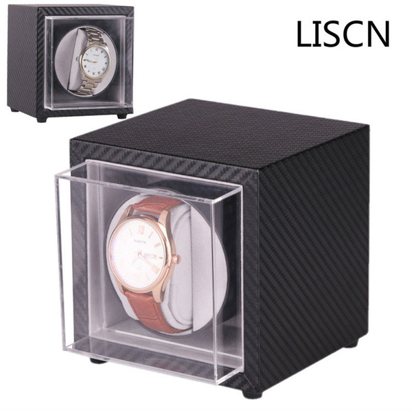 LISCN Auto Silent Watch Winder Irregular Shape Transparent Cover Wrist watch Box with EU Plug Luxury Automatic Display Box