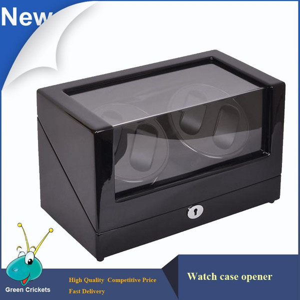 Wholesale-High Glossy Suface Daul Channel Automatic Watch Winder,Adaptor/AAA Battery 5 Modes Cherry Wooden automatic Watch Winder