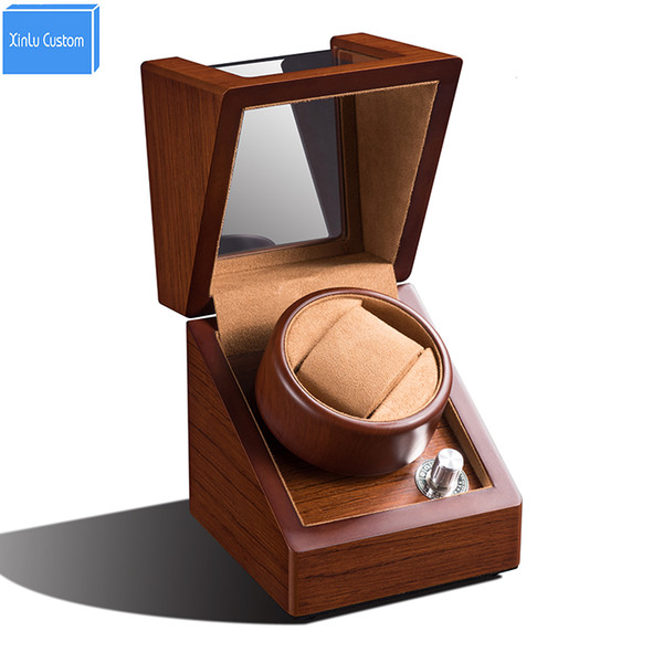 Anti Magnetic Silent Motor Maintenance Watch Winder Case Rotate 1 Watch 5 Speed Knob Wood Skin Clean Acrylic Leather Velvet Box