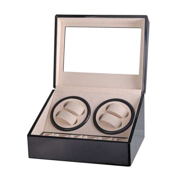 Automatic Mechanical Watch Winders Storage Box Case Holder 4+6 Collection Watch Display Jewelry Winder Box Black Black