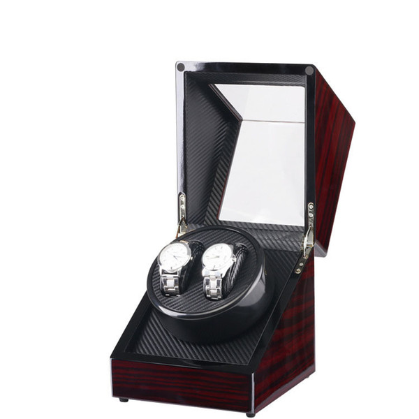 Lacquer Piano Glossy Wooden Black Carbon Fiber Double Watch Winder Box Quiet Motor Watch Storage Display Case for Brand Watches Winder Clock