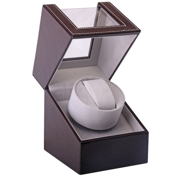 GENBOLI Automatic Mechanical Watch Winder Brown Leather Watch Box High Class Motor Shaker Holder Display Jewelry Box