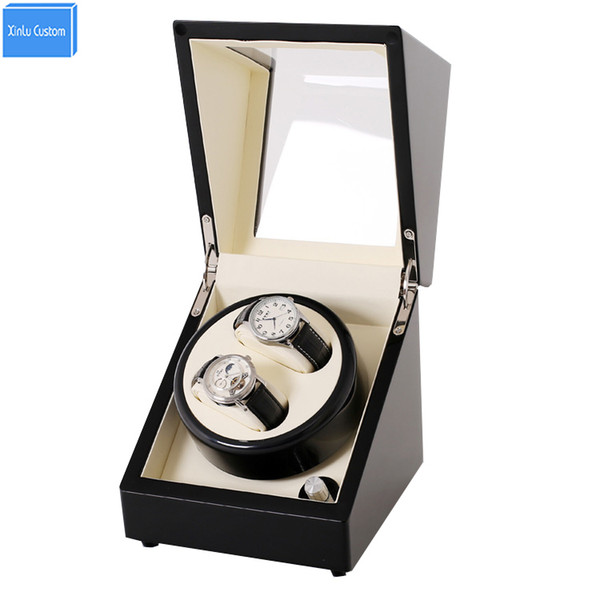 Black Wood White 2 Grids Automatic Watch Winder Box Display&Storage Jewelry EU Watches Rotate Box Motor uhr beweger orologi in movent watch