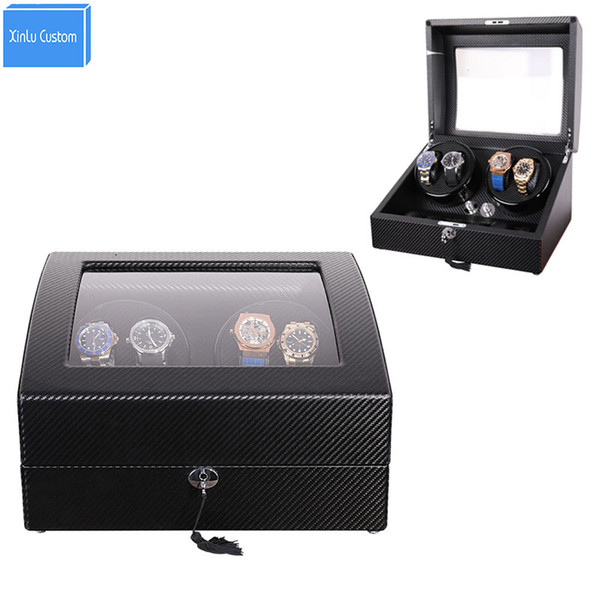 Luxury Storage&Display Automatic Watch Winder Box Accessories Japan Mabuchi Motor Box 2019 New Gift Case Design Black Carbon Fiber Leather