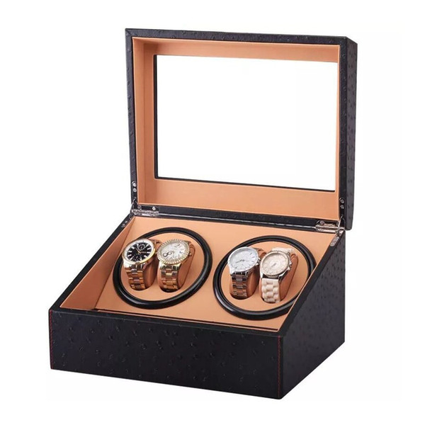 Automatic Mechanical Watch Winders Storage Box Case Holder Collection Watch Display Jewelry Winder Box Black PU Leather