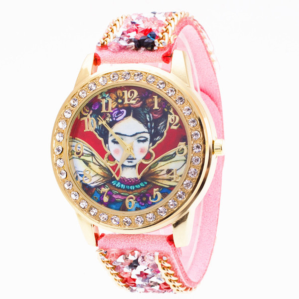 Hot Geneva Rhinestones Stone Watches Velvet Belt Buckle Watch Luxury Diamond Women Alloy Ethnic Quartz Watches Round Antique Wristwatch