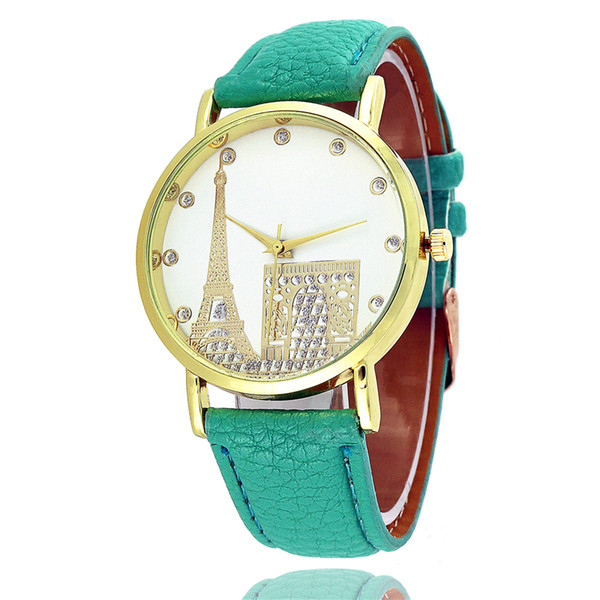 Wristwatches Women's Eiffel Tower Fashion Dress Watches Leather Quartz Watch Personality Casual Vintage Watch Relogio W0097