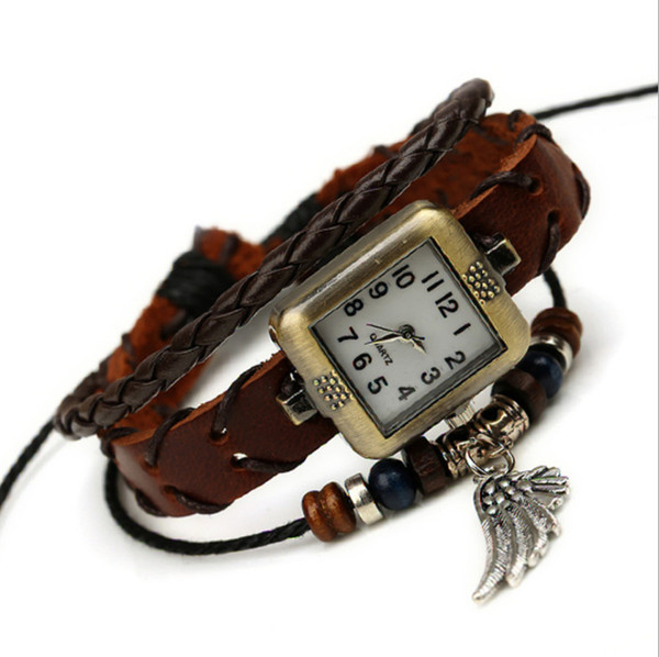 CHAO MO New Fashion Accessories Handmade Jewelry Wholesale Girls personality temperament retro leather bracelet watch