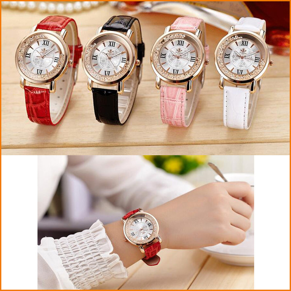 Retro Casual Ladies Watch, Women's Dress Watches, Roman Style PU Leather Quartz WristWatch For Women (4 Color)