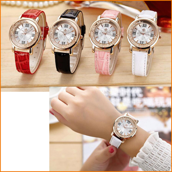 Retro Casual Ladies Watch, Women's Dress Watches, Roman Style PU Leather Quartz WristWatch For Women (4 Color)