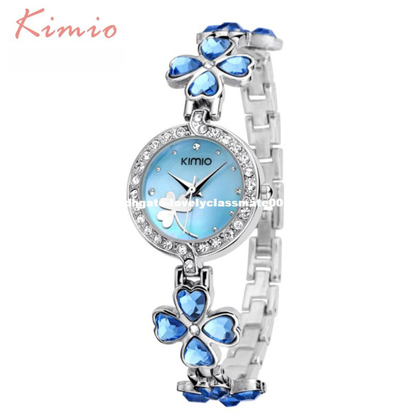 KIMIO Ladies Lucky Clover Love Crystal Strap Austrian Drilling Women Watches 2016 Luxury Brand Quartz Watches Woman Dress Clock