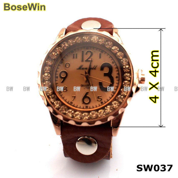 Fashion Housing washer Rhinestones 100% Top Layer Leather Watchband Wrist Watches SW037 wrist band watch wrist camera watch