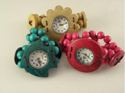 Hot!! New Promotion Women's Coconut Bracelet Wristband Watches Xmas Gift Stock Mix Order vintage 20pcs/lot